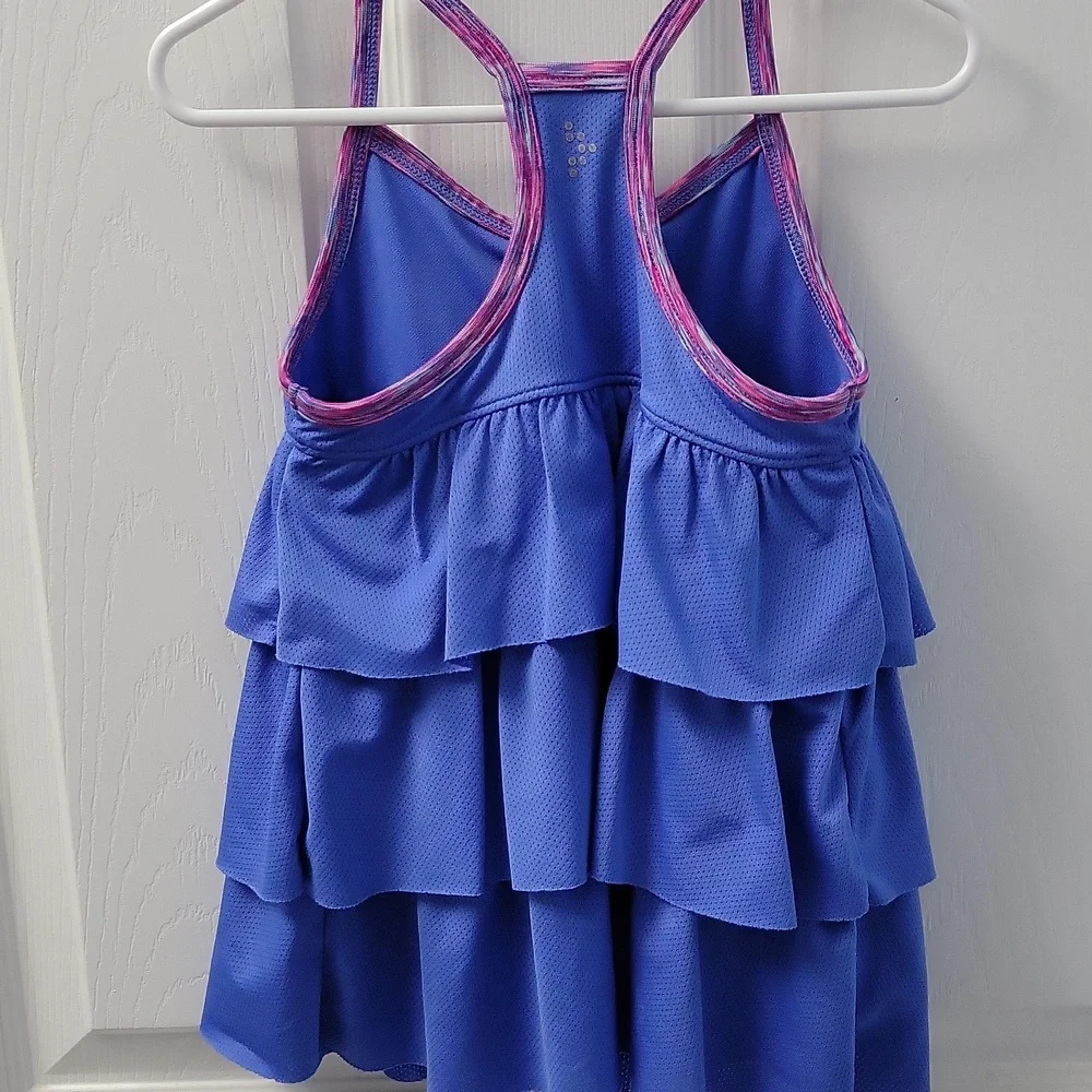 Gymgo Girls Top Blue Sleeveless Tiered Ruffle Racerback Size 5